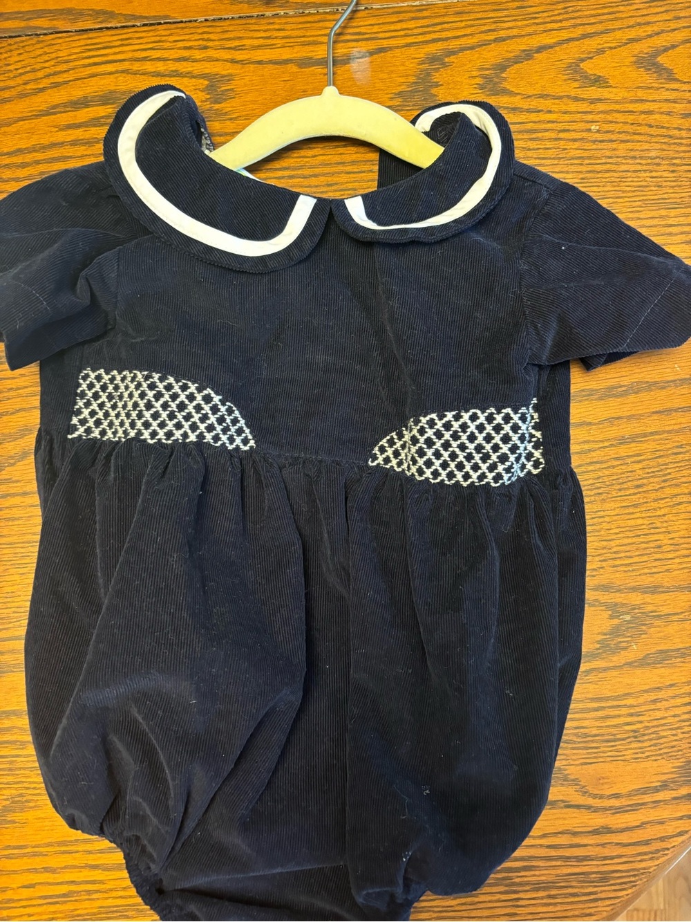 Classic Navy Baby One-Piece with White Trim